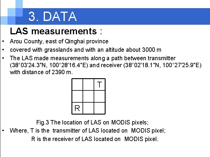 3. DATA LAS measurements : • Arou County, east of Qinghai province • covered