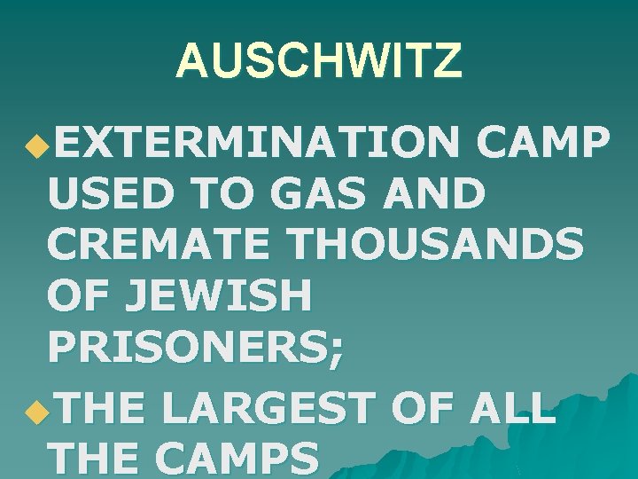 AUSCHWITZ u. EXTERMINATION CAMP USED TO GAS AND CREMATE THOUSANDS OF JEWISH PRISONERS; u.