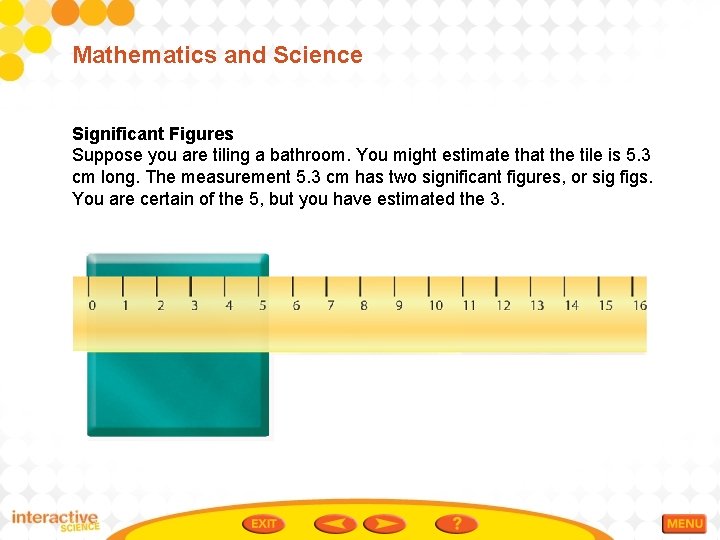Mathematics and Science Significant Figures Suppose you are tiling a bathroom. You might estimate