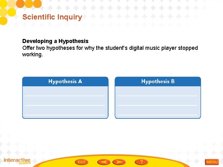 Scientific Inquiry Developing a Hypothesis Offer two hypotheses for why the student's digital music