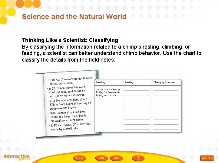 Science and the Natural World Thinking Like a Scientist: Classifying By classifying the information