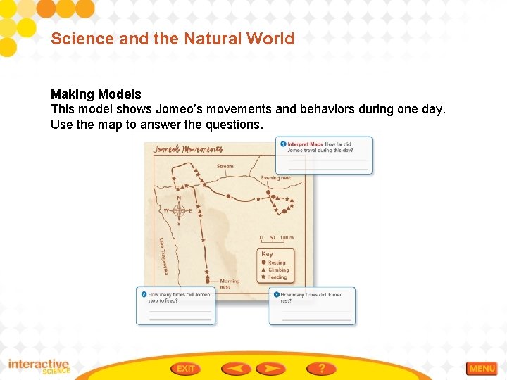 Science and the Natural World Making Models This model shows Jomeo’s movements and behaviors