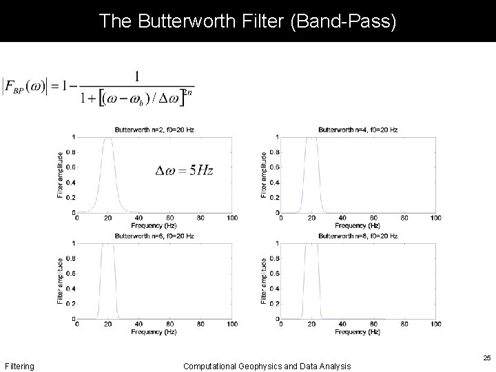 The Butterworth Filter (Band-Pass) Filtering Computational Geophysics and Data Analysis 25 