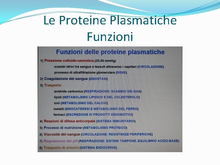 Le Proteine Plasmatiche Funzioni 