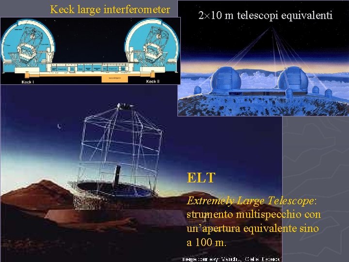Keck large interferometer 2 10 m telescopi equivalenti ELT Extremely Large Telescope: strumento multispecchio