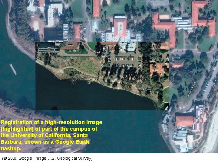 Registration of a high-resolution image (highlighted) of part of the campus of the University