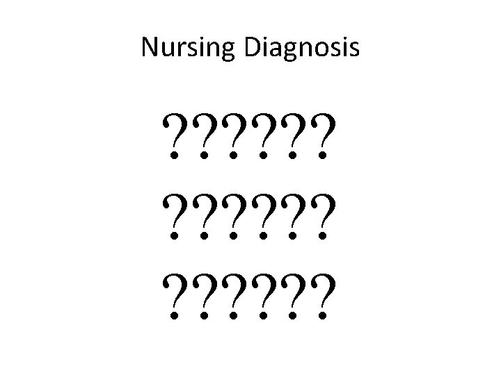 Nursing Diagnosis ? ? ? ? ? 
