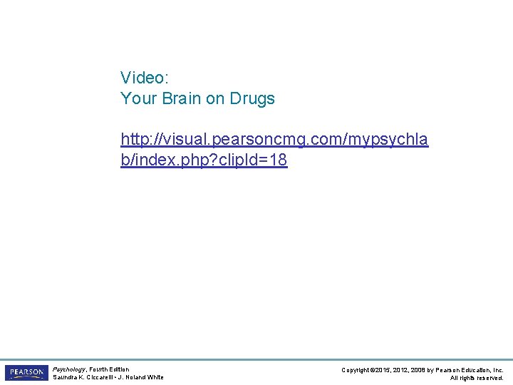 Video: Your Brain on Drugs http: //visual. pearsoncmg. com/mypsychla b/index. php? clip. Id=18 Psychology,
