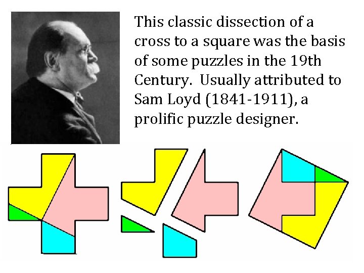 This classic dissection of a cross to a square was the basis of some