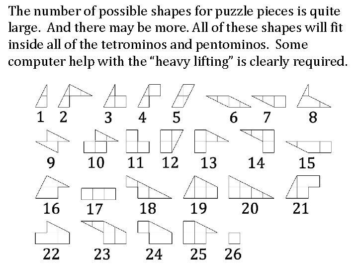 The number of possible shapes for puzzle pieces is quite large. And there may