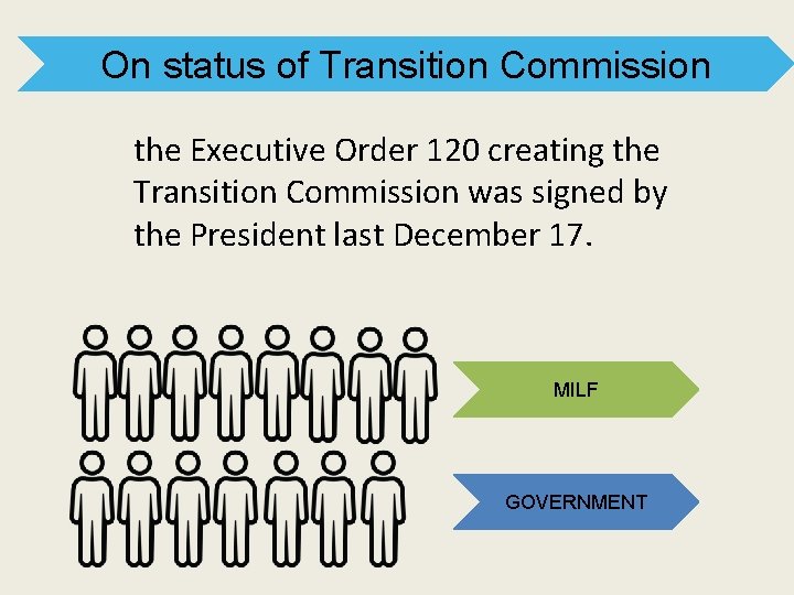 On status of Transition Commission the Executive Order 120 creating the Transition Commission was