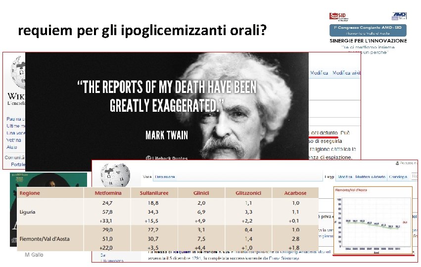 requiem per gli ipoglicemizzanti orali? M Gallo 