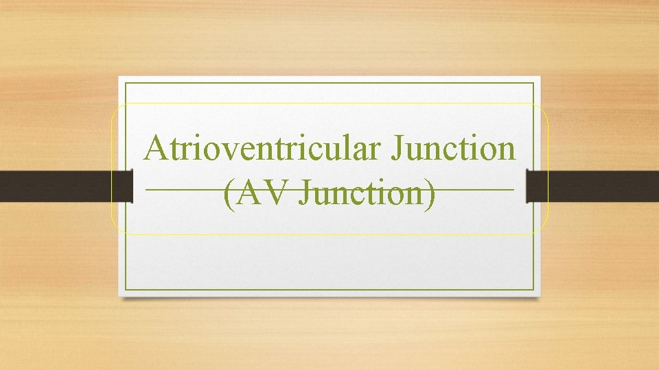 Atrioventricular Junction (AV Junction) 