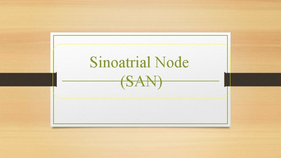 Sinoatrial Node (SAN) 