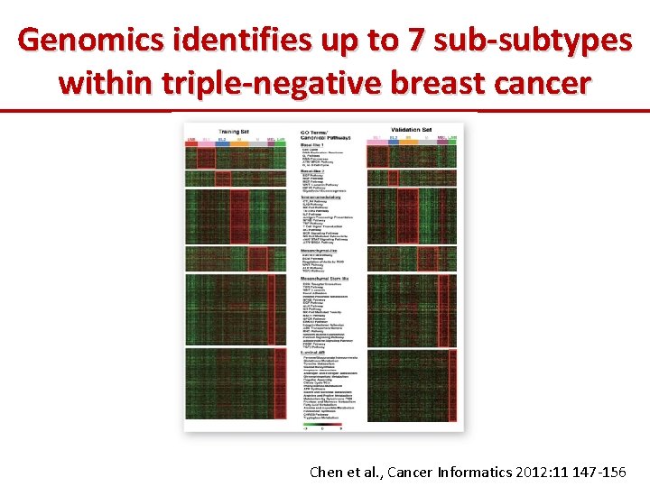 Genomics identifies up to 7 sub-subtypes within triple-negative breast cancer Chen et al. ,