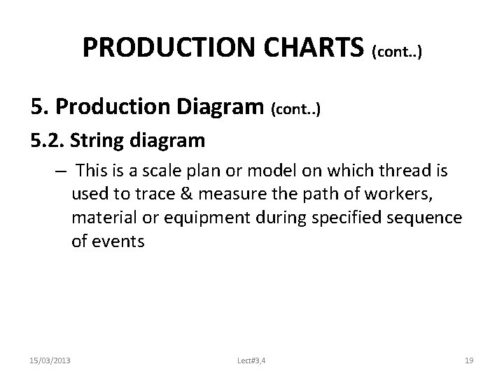 PRODUCTION CHARTS (cont. . ) 5. Production Diagram (cont. . ) 5. 2. String