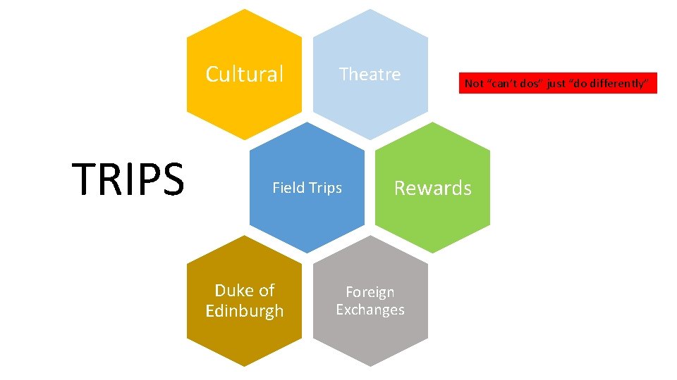 Cultural TRIPS Theatre Field Trips Duke of Edinburgh Not “can’t dos” just “do differently”