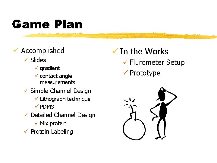 Game Plan ü Accomplished ü Slides ü gradient ü contact angle measurements ü Simple