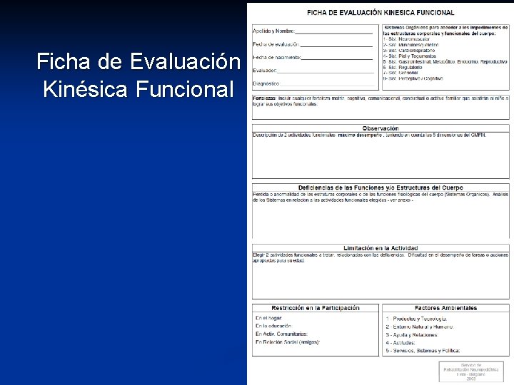 Ficha de Evaluación Kinésica Funcional 