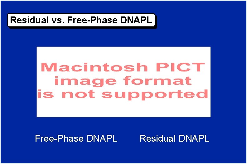 Residual vs. Free-Phase DNAPL Residual DNAPL 