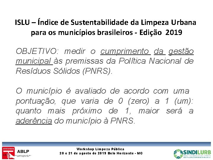 ISLU – Índice de Sustentabilidade da Limpeza Urbana para os municípios brasileiros - Edição