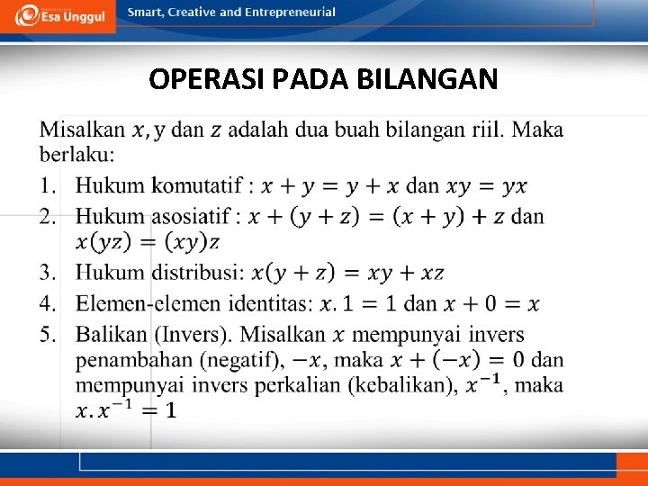 OPERASI PADA BILANGAN • 