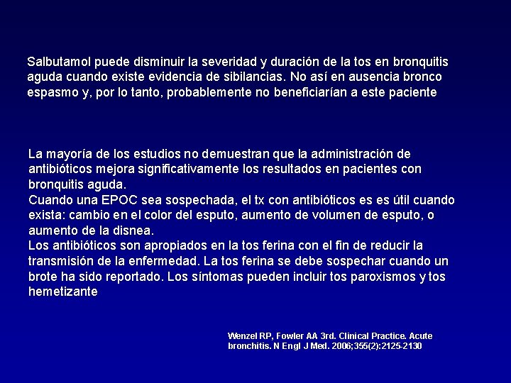 Salbutamol puede disminuir la severidad y duración de la tos en bronquitis aguda cuando