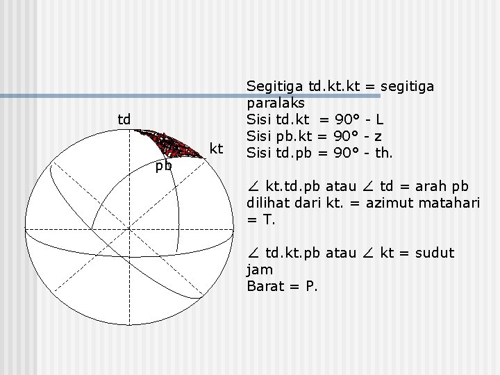 td pb kt Segitiga td. kt = segitiga paralaks Sisi td. kt = 90°