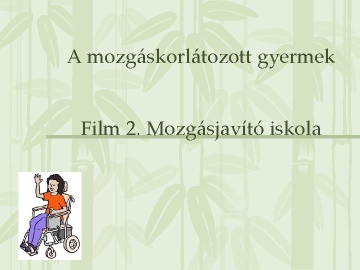 A mozgáskorlátozott gyermek Film 2. Mozgásjavító iskola 