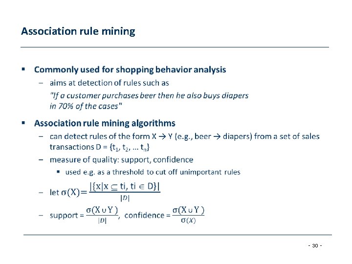 Association rule mining § - 30 - 