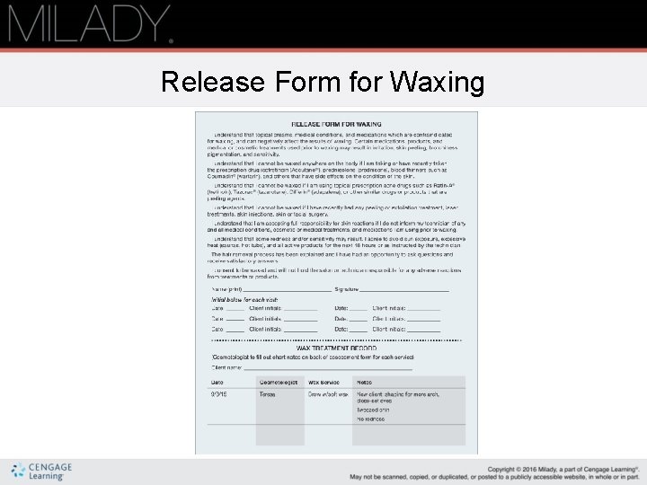 Release Form for Waxing 