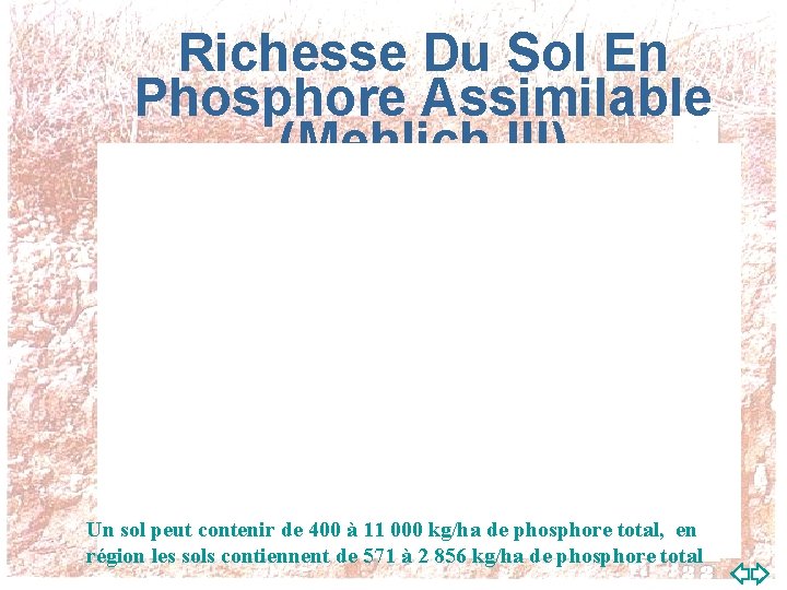 Richesse Du Sol En Phosphore Assimilable (Mehlich III) Un sol peut contenir de 400