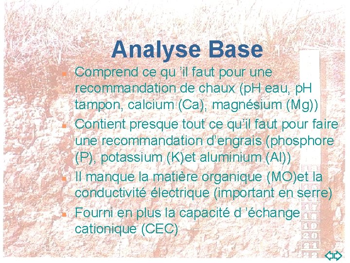 Analyse Base n n Comprend ce qu ’il faut pour une recommandation de chaux