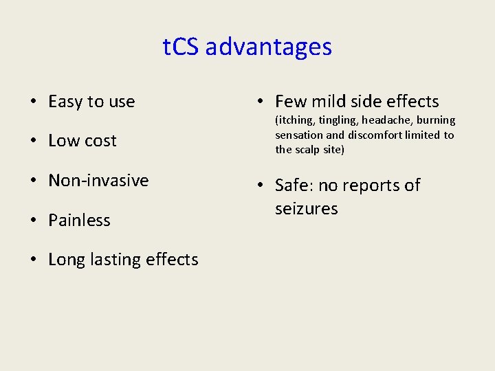 t. CS advantages • Easy to use • Low cost • Non-invasive • Painless t. CS advantages • Easy to use • Low cost • Non-invasive • Painless