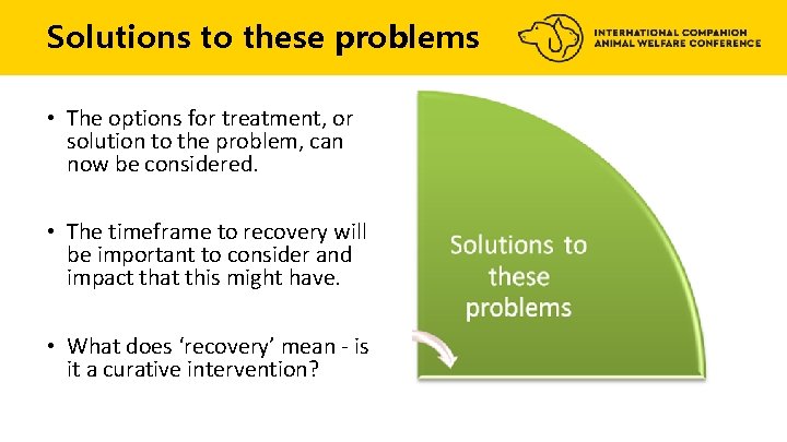 Solutions to these problems • The options for treatment, or solution to the problem,