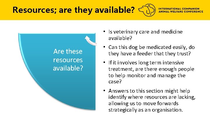 Resources; are they available? • Is veterinary care and medicine available? • Can this