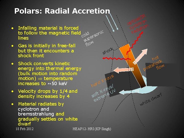 Polars: Radial Accretion • Infalling material is forced ic to follow the magnetic field