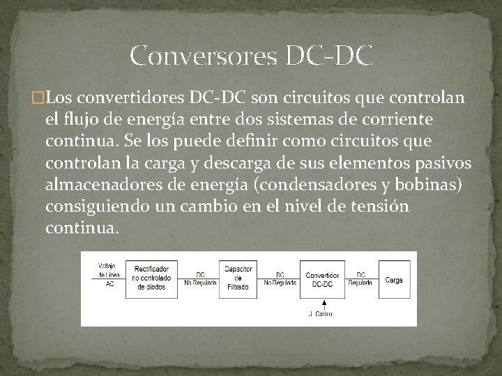 Conversores DC-DC �Los convertidores DC-DC son circuitos que controlan el flujo de energía entre