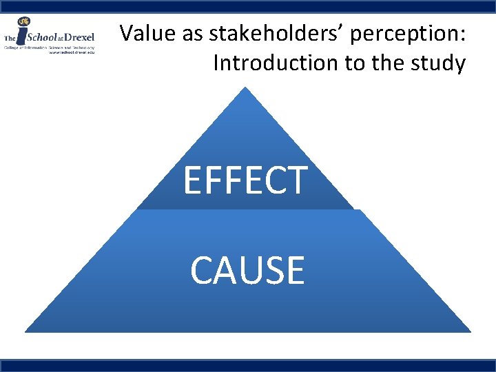 Value as stakeholders’ perception: Introduction to the study EFFECT CAUSE 