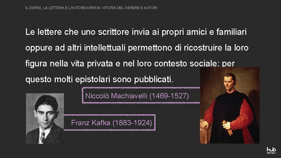 IL DIARIO, LA LETTERA E L'AUTOBIOGRAFIA / STORIA DEL GENERE E AUTORI Le lettere