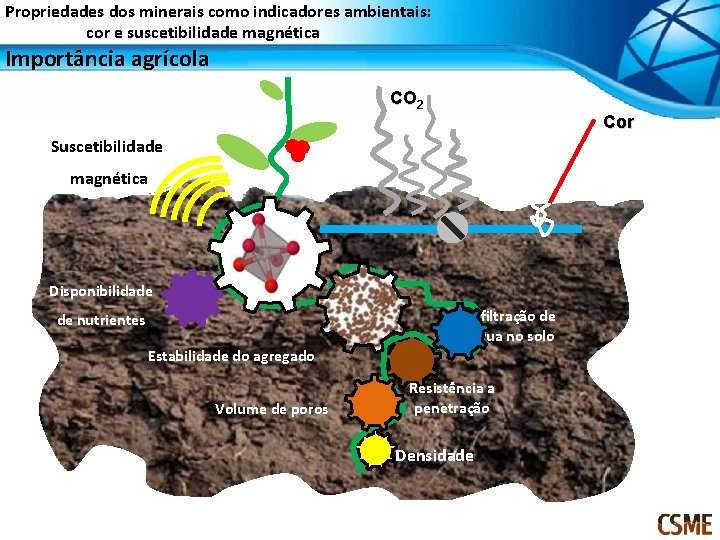 Propriedades dos minerais como indicadores ambientais: cor e suscetibilidade magnética Importância agrícola CO 2