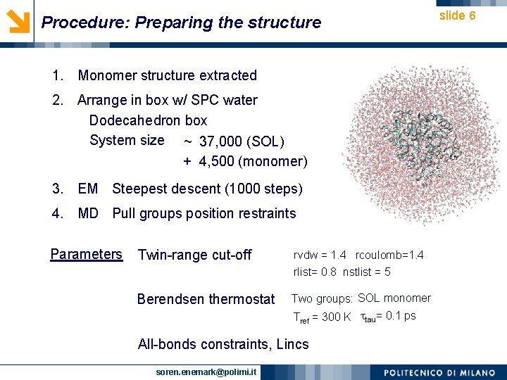 Procedure: Preparing the structure 1. Monomer structure extracted 2. Arrange in box w/ SPC