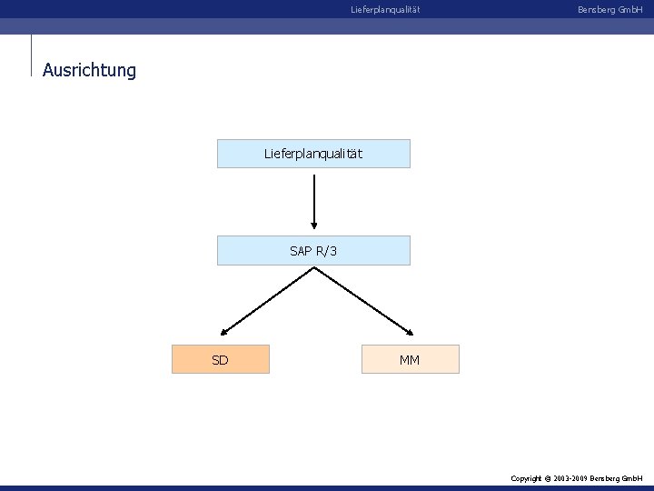Lieferplanqualität Bensberg Gmb. H Ausrichtung Lieferplanqualität SAP R/3 SD MM Copyright © 2003 -2009