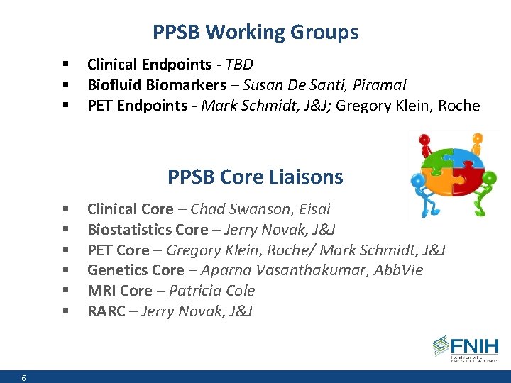 PPSB Working Groups § § § Clinical Endpoints - TBD Biofluid Biomarkers – Susan