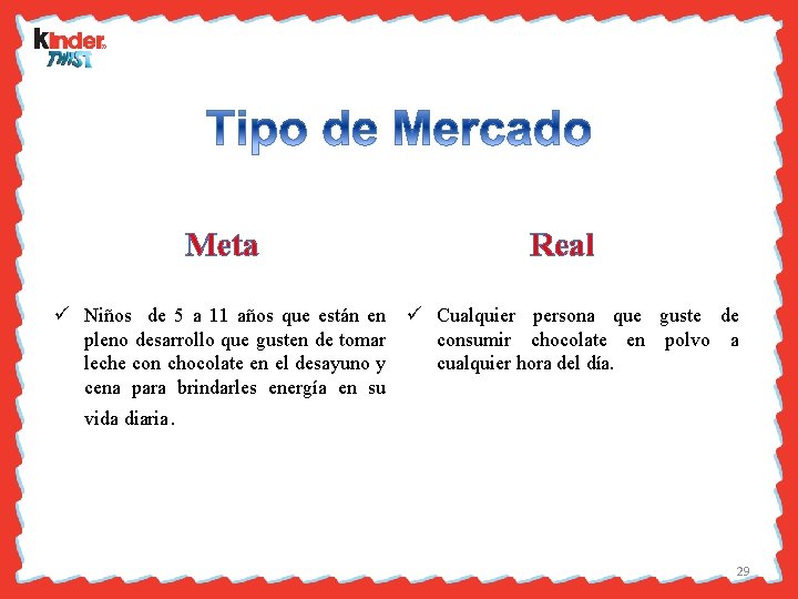 Meta Real ü Niños de 5 a 11 años que están en ü Cualquier