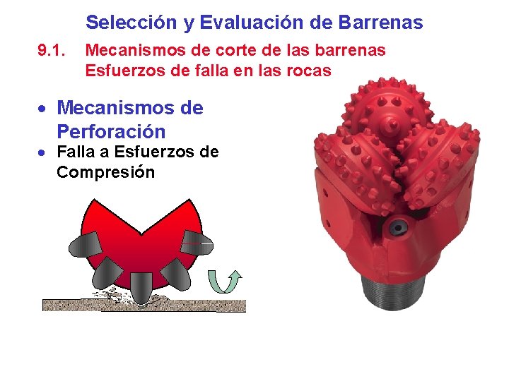 Selección y Evaluación de Barrenas 9. 1. Mecanismos de corte de las barrenas Esfuerzos