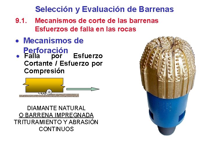 Selección y Evaluación de Barrenas 9. 1. Mecanismos de corte de las barrenas Esfuerzos