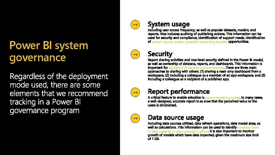 Power BI system governance critical reports, and/or potential ownership transfer validation of security and