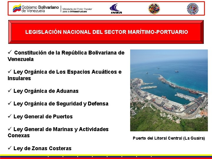 LEGISLACIÓN NACIONAL DEL SECTOR MARÍTIMO-PORTUARIO ü Constitución de la República Bolivariana de Venezuela ü