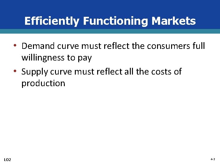 Efficiently Functioning Markets • Demand curve must reflect the consumers full willingness to pay